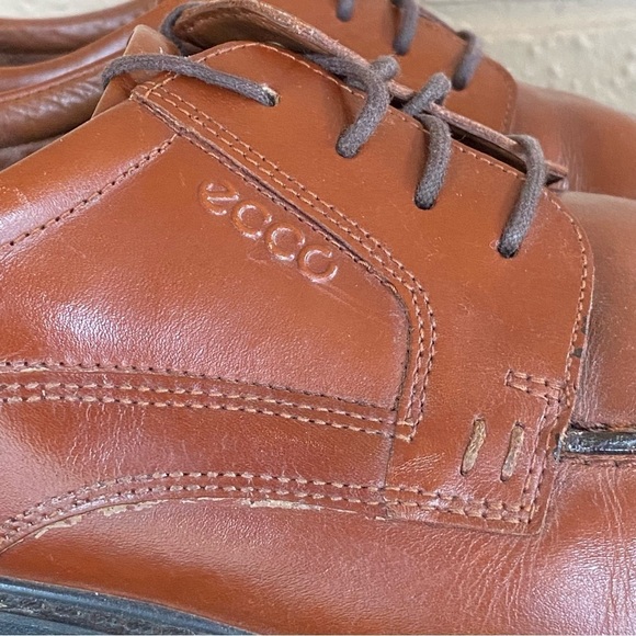 Mens Ecco Brown Leather Comfort Dress Shoes Oxfords Derby Size EU 46 US 12-12.5